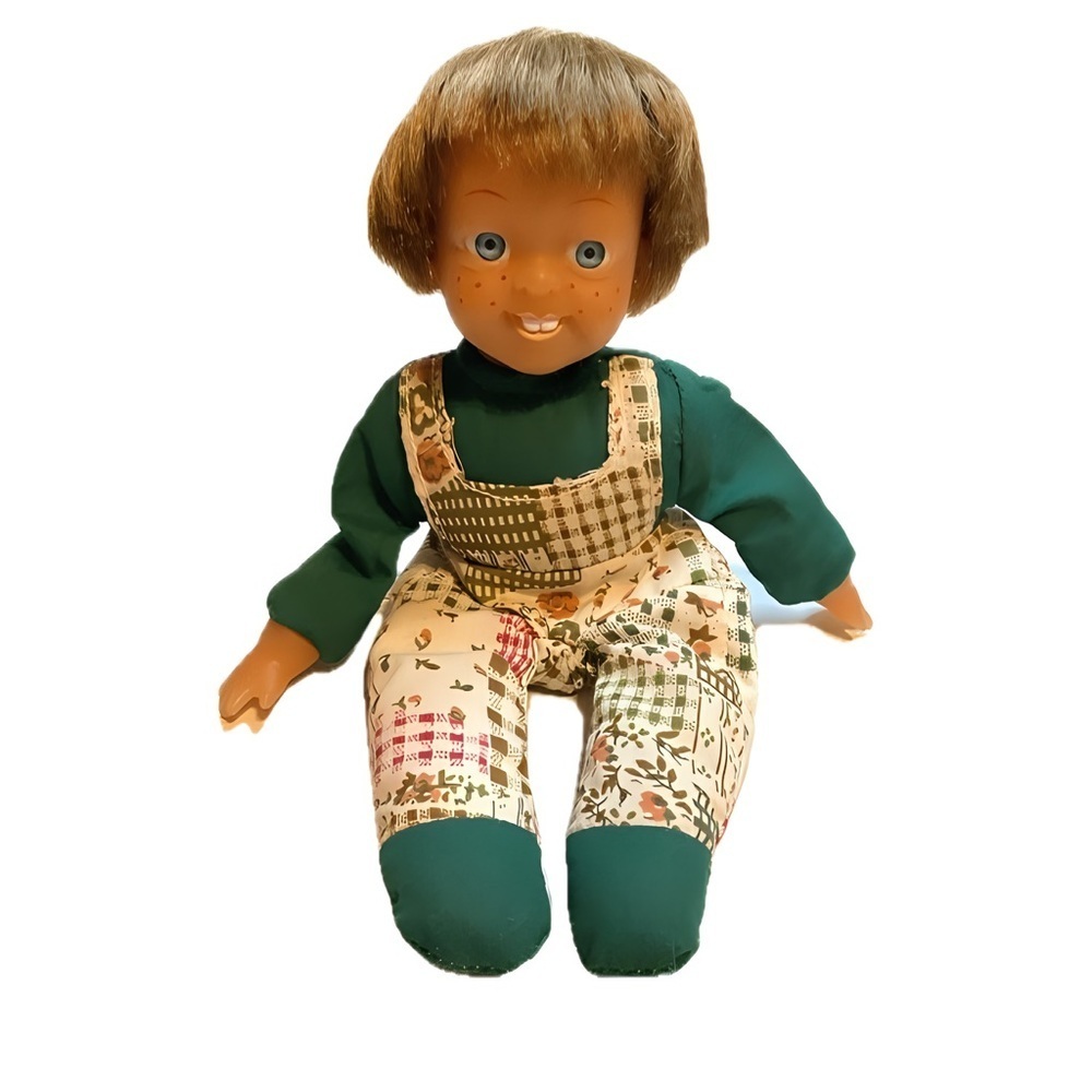 Vintage Green  Beige Patchwork Pajamas boy doll plush body
